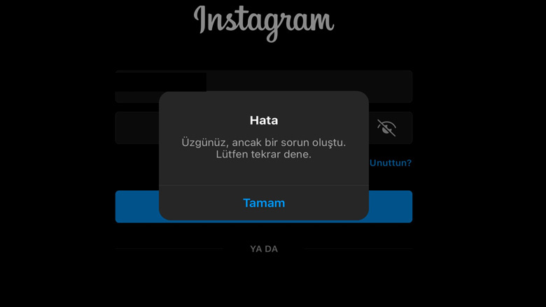 Instagram Üzgünüz Ancak Bir Sorun Oluştu Lütfen Tekrar Dene