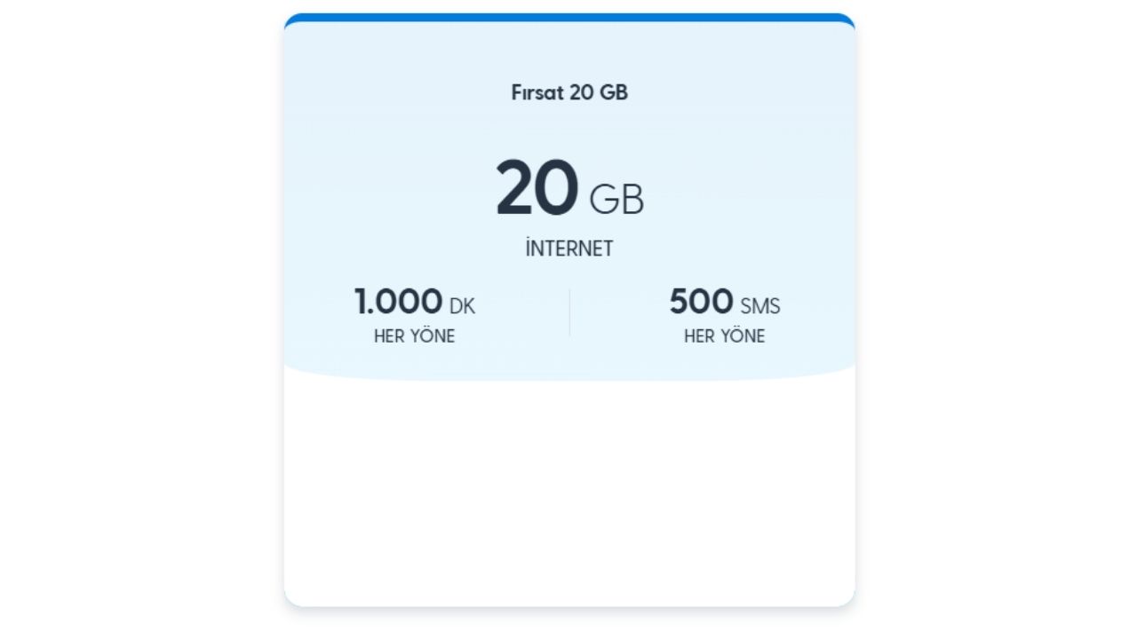 Turkcell Fırsat 20 GB Paketi